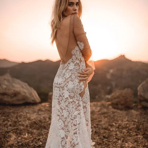 Lovers Society Kennedy Wedding Gown Size 10 Boho Lace